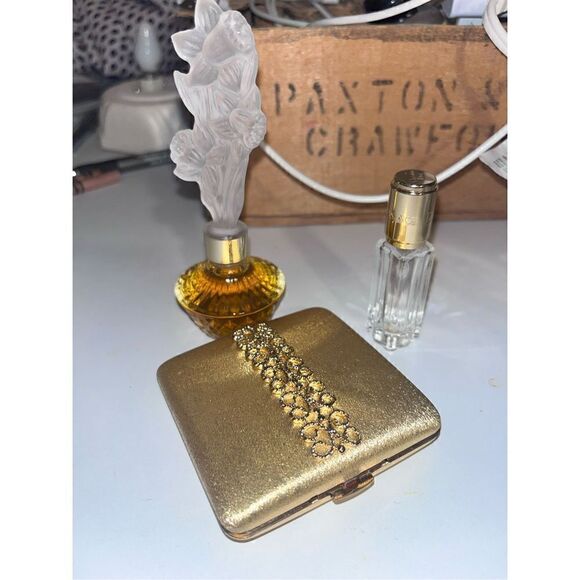 Gold compact glass complete snaps vintage two bottles - Picture 7 of 16